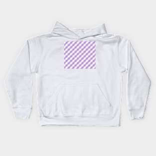 Light Purple and White Check Gingham Plaid Kids Hoodie